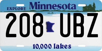 MN license plate 208UBZ