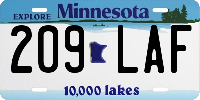 MN license plate 209LAF