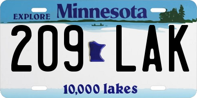 MN license plate 209LAK