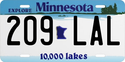 MN license plate 209LAL