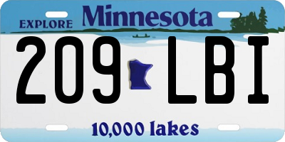 MN license plate 209LBI
