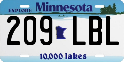 MN license plate 209LBL