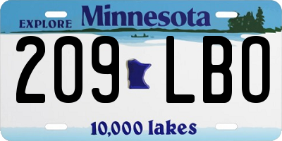 MN license plate 209LBO