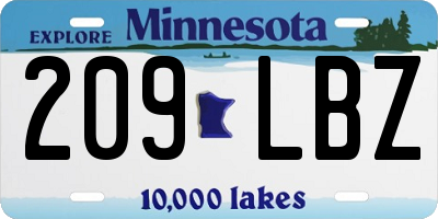 MN license plate 209LBZ