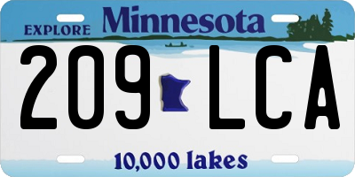 MN license plate 209LCA
