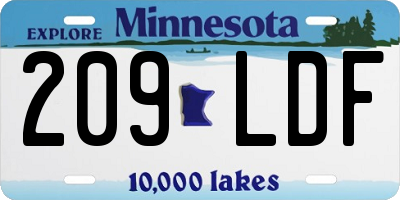 MN license plate 209LDF
