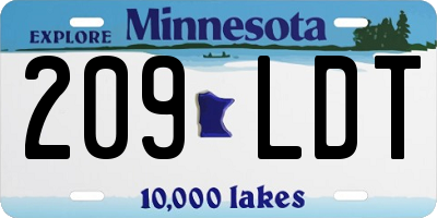 MN license plate 209LDT