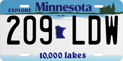 MN license plate 209LDW