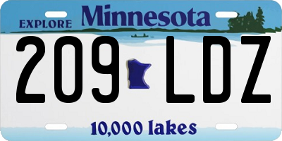 MN license plate 209LDZ