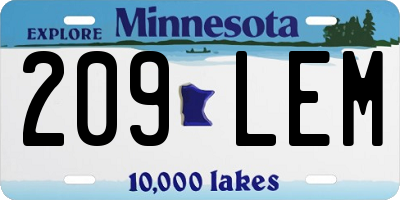 MN license plate 209LEM