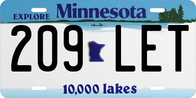MN license plate 209LET