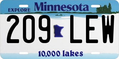 MN license plate 209LEW