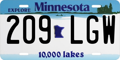MN license plate 209LGW