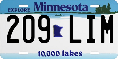 MN license plate 209LIM