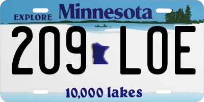 MN license plate 209LOE