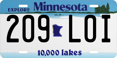 MN license plate 209LOI