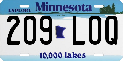 MN license plate 209LOQ
