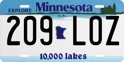 MN license plate 209LOZ