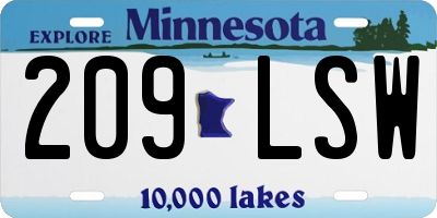 MN license plate 209LSW