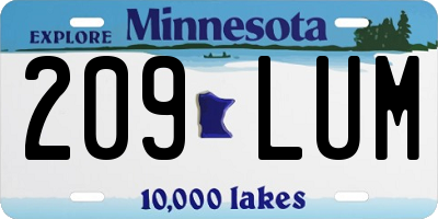 MN license plate 209LUM