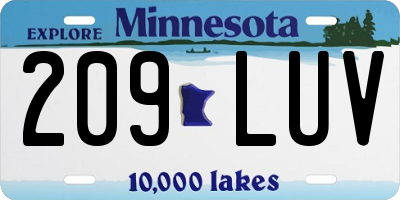 MN license plate 209LUV