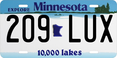 MN license plate 209LUX
