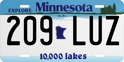 MN license plate 209LUZ