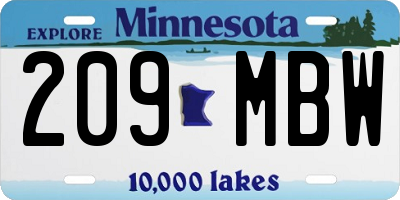 MN license plate 209MBW
