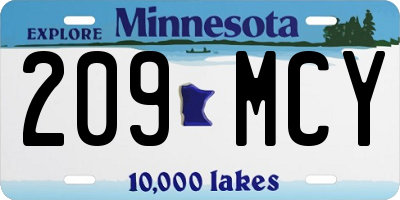 MN license plate 209MCY