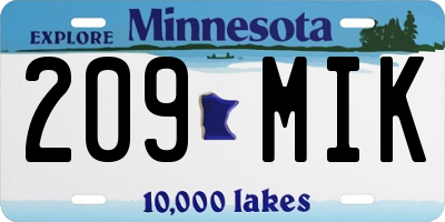 MN license plate 209MIK
