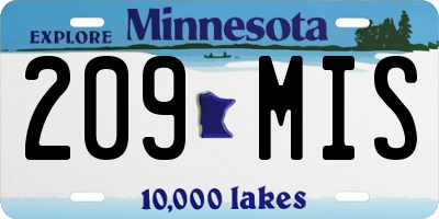 MN license plate 209MIS