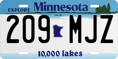 MN license plate 209MJZ