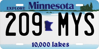 MN license plate 209MYS