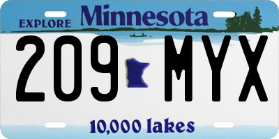 MN license plate 209MYX