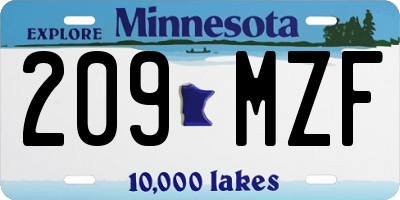 MN license plate 209MZF