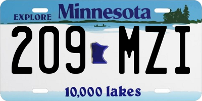 MN license plate 209MZI
