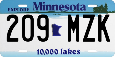 MN license plate 209MZK