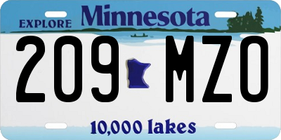 MN license plate 209MZO