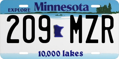 MN license plate 209MZR