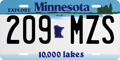 MN license plate 209MZS
