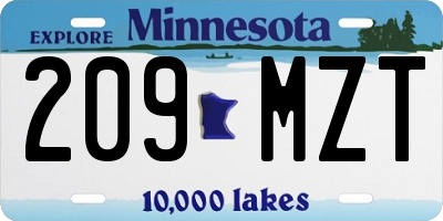 MN license plate 209MZT