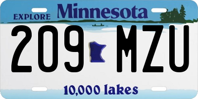 MN license plate 209MZU