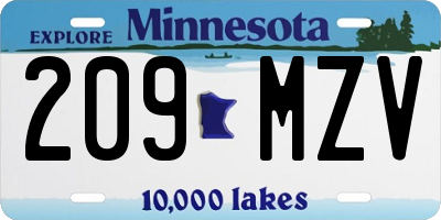 MN license plate 209MZV