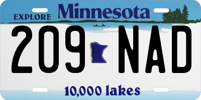 MN license plate 209NAD