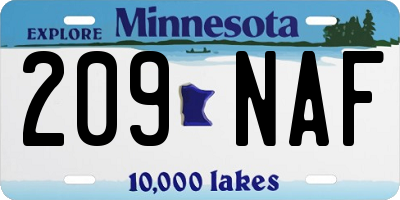 MN license plate 209NAF