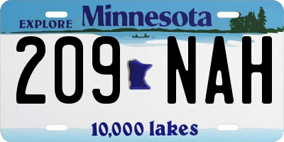 MN license plate 209NAH