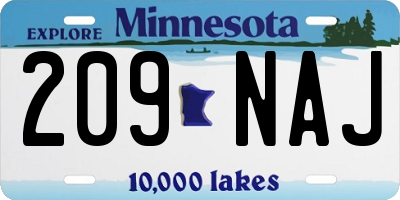 MN license plate 209NAJ