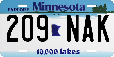 MN license plate 209NAK