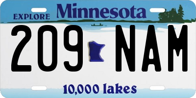 MN license plate 209NAM