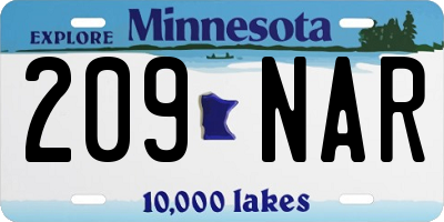 MN license plate 209NAR